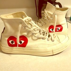 Converse x CDG high top, white, size 9 M